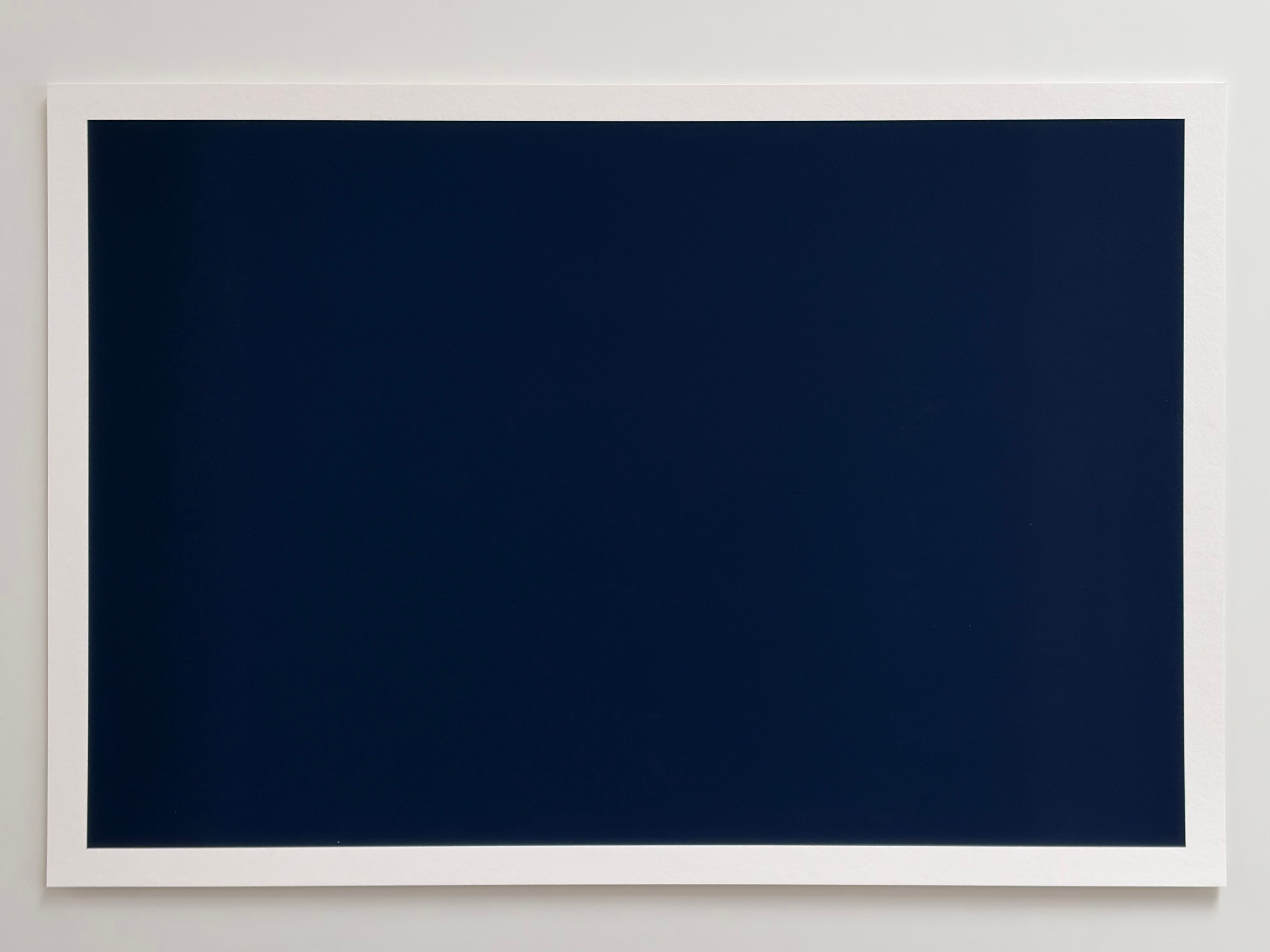 Blue Sky Directly Overhead (11 pm), deep navy blue field on white paper, 2024