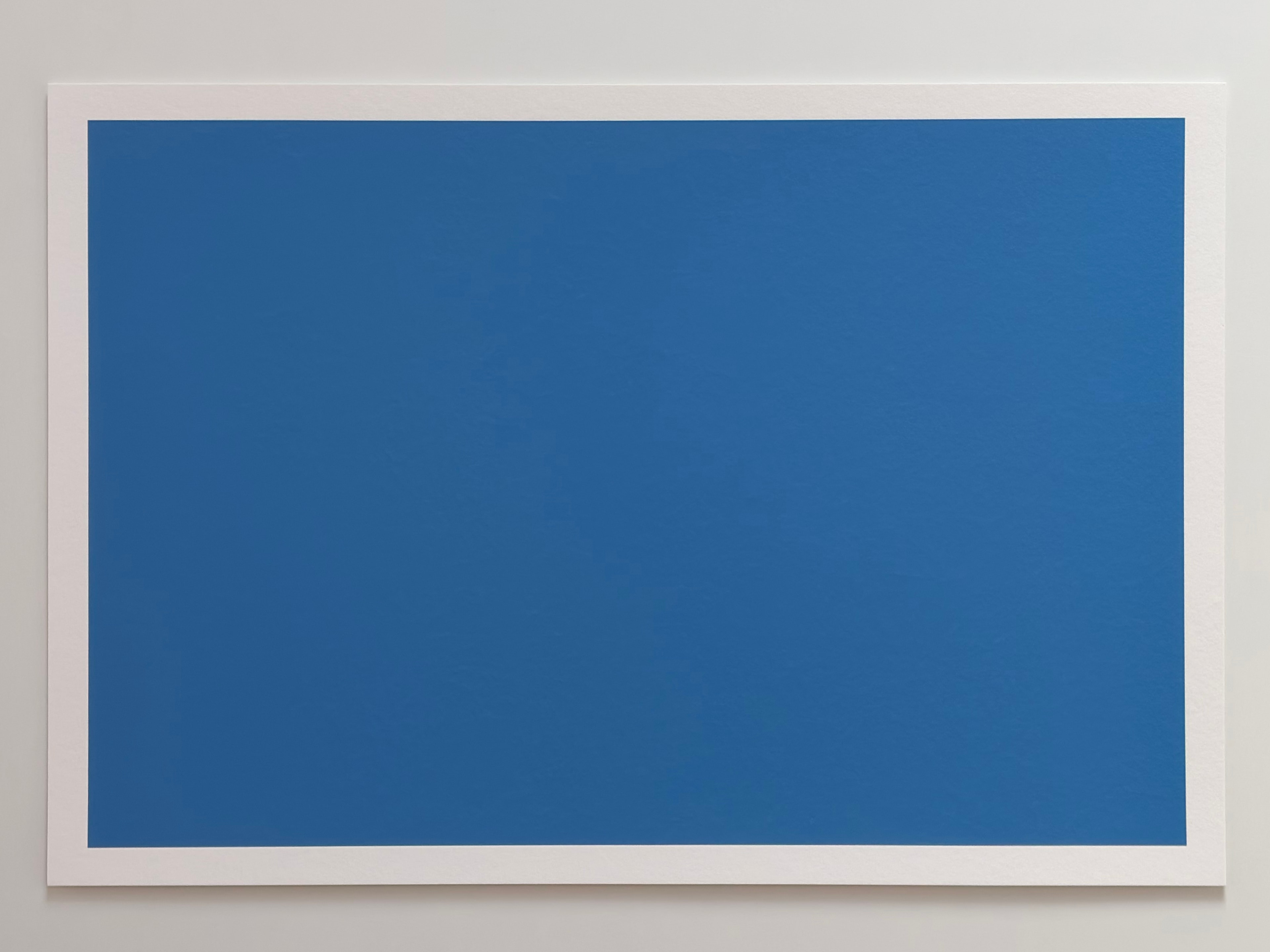 Blue Sky Directly Overhead (6 am), clear medium blue field on white paper, 2024